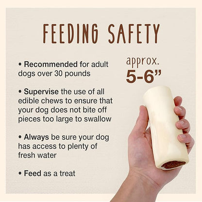 Cadet Stuffed Shin Bone, Long-Lasting Dog Chew Bones for Aggressive Chewers, High Protein Filled Bone Dental Chew for Dogs, Cheese Flavor Filling, 5-6" for Large Dogs