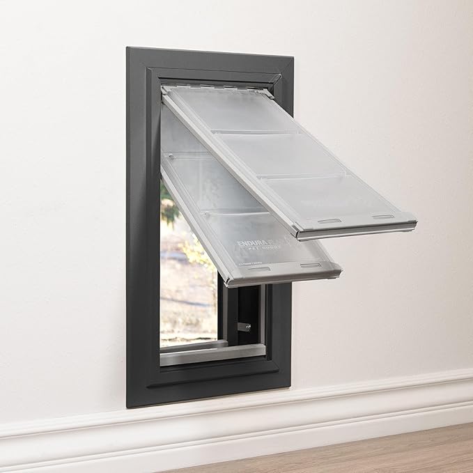 Endura Flap Pet Door for Walls in Black | Energy-Efficient Double Flap Design for Wall Installations | All-Weather Protection with All-Metal Telescoping Tunnel | Black, XL, Double Flap