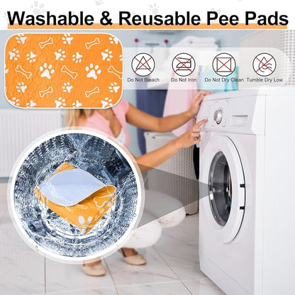 BEAUTYZOO 6 Pack Washable Pee Pads for Dogs, Reusable Puppy Pads for Potty Training, Waterproof Super Absorbent Whelping Pads Mats Non Slip Against Urine for Small Medium Dogs Cats, 16" x 24"
