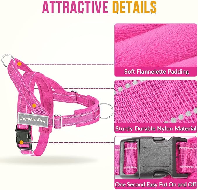 SlowTon No Pull Dog Harness - Heavy Duty Dog Harness and Leash Set for Medium Large Dogs, Reflective Tactical Harness with Soft Padded and Front Clip for Easy Walk and Training (FU, S)