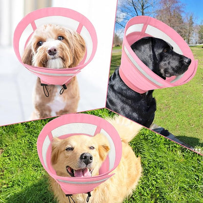 SAWMONG Soft Cone for Dogs – Small Dog Recovery Collar, Adjustable E-Collar to Stop Licking After Surgery (S, Pink)