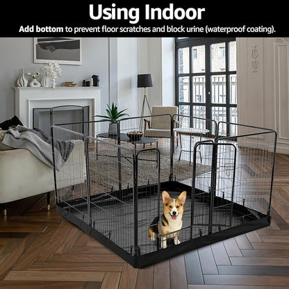 PJYuCien Dog Playpen Outdoor Plus Storage Bag, 24" H 8 Panels Puppy Pen with Square Bottom & Top Cover, Heavy Duty Dog Fence for Camping