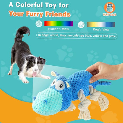 TOOPTATE Squeaky Dog Toys - Plush Stuffed Animal Dog Toys for Large, Medium, Small Dogs to Keep Them Busy (Blue, Large)