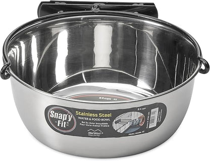 MidWest Homes for Pets Snap'y Fit Stainless Steel Food or Water Bowl, Holds 2 Quarts, Mounts to Wire Crates, No-Tip Design, Rust-Resistant, for Large Dogs and Cats