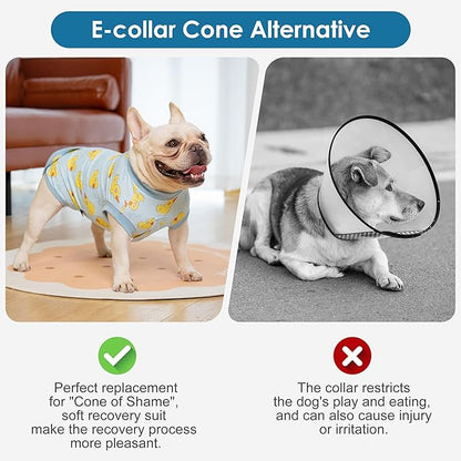 cyeollo Recovery Suit for Dogs Surgery Suit Female Spay Soft Pet Onesie Bodysuit Male Dog Neuter, Small Dogs Surgical Recovery Shirt, Yellow Duck, S