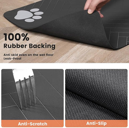 Pet Feeding Mat-Absorbent Pet Placemat for Food and Water Bowl, with Waterproof Rubber Backing, Quick Dry Water Dispenser Mat for Dog and Cat (27"x17", Beige)
