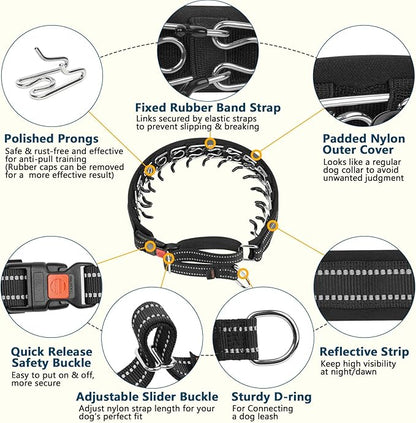 Crazy Felix No Pull Martingale Collar for Large Medium Small Dog Pitbull German Shepherd Doberman, Dog Collar Anti Pull with Buckle for Training Walking (Black, M-Neck 13-15", 1" Wide)