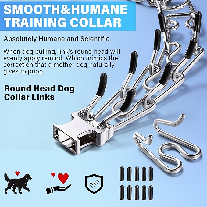 Prong Collar for Dogs, Adjustable Dog Training Collar with Quick Release Buckle for Small Medium Large Dogs (XL/Neck Girth 16.9"-22.2")
