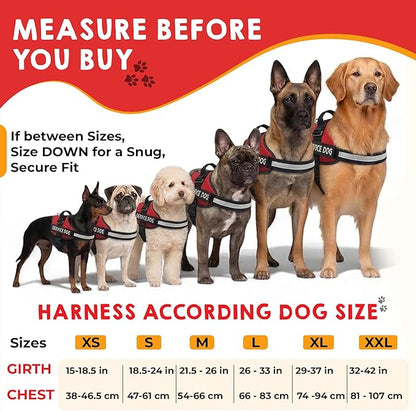 Service Dog Vest + ID Tag + 50 ADA Information Cards - Service Dog Harness in Sizes X Small to XX Large, Metal Dog Tag has Durable Clip, Service Animal Information Cards are 2-Sided. ESA Accessory Set