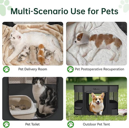 Dog Playpen,Cat Pet Puppy Pen,Portable Playpens for Dogs Indoor Outdoor Travel Camping Use,Foldable Dog Kennel Tent Crate for Rabbit Small Animals with Carrying Case (Dark Grey, Medium)