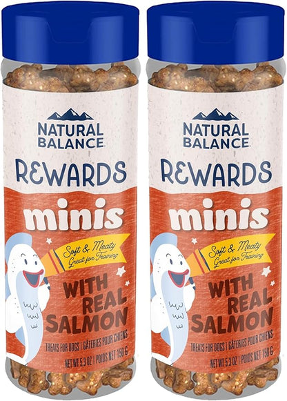 Natural Balance Limited Ingredient Mini-Rewards Salmon Grain-Free Dog Training Treats for Dogs | 5.3 Ounce Canister (Pack of 2)