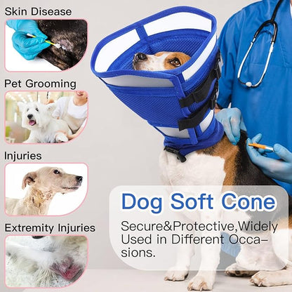 Comfortable Cone for Large Dogs to Stop Licking - Adjustable Elizabethan E-Collar for After Surgery Recovery, Neuter & Wound Protection,Lightweight Breathable Prevent Biting (Blue, XL)