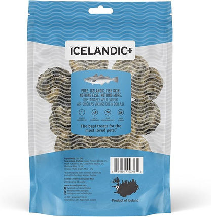 Icelandic+ Skin Rolls: Cod - 3oz Bag,Dog Treats,Pure Wild-Caught Air-Dried Fish,Ingredient Snacks,Pe Chews,Just The Fish Nothing Else,(Pack of 2)