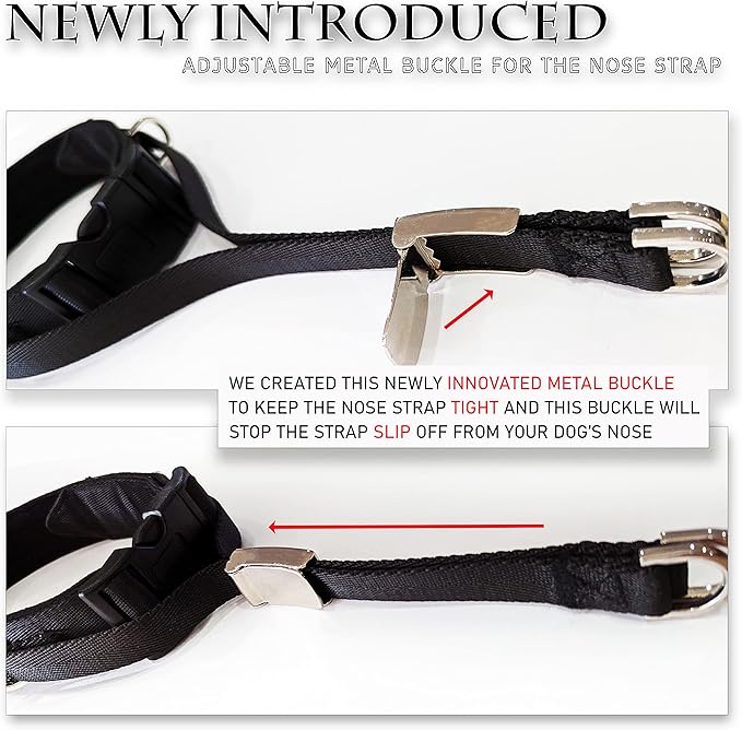 PetsProMax No-Pull Dog Headcollar for Extra Large Dogs; Instant Stop Pulling; Gentle Training Collar for Dogs; Comfortable, Safe, and Effective Walking/Training Solution (Black, XL)