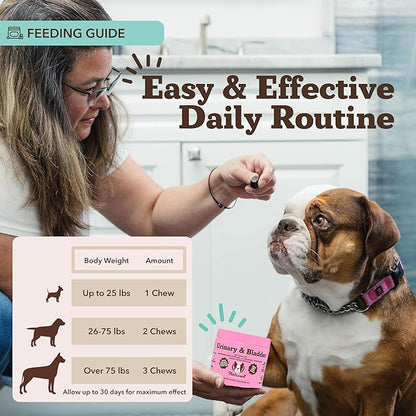 Natural Dog Company Urinary & Bladder Supplement for Dogs – Cranberry & D-Mannose, Marshmallow Root & Astragalus Soft Chews, Supports Urinary Tract Health, Bladder Function & Normal Urine Flow, 90 Ct