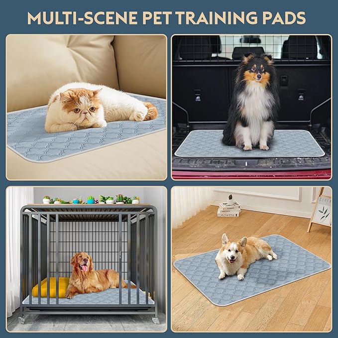 FunFurry Washable Pee Pads for Dogs - 1 Pack Reusable Pee Pads，Waterproof Puppy Pads，Pet Training Pads，Super Absorbent with Dog Paw Shape Non-Slip Backing (Light Grey, 72" X 72" - 1 Pack)