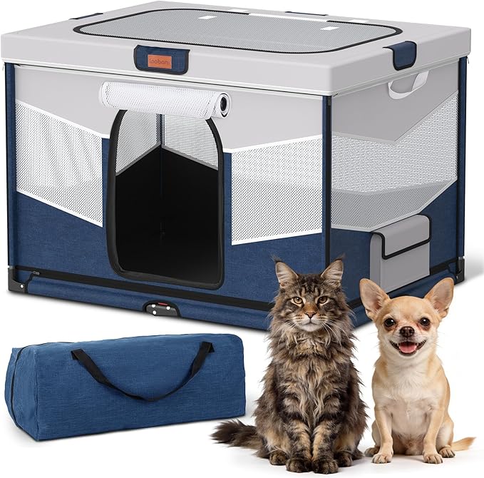 LOOBANI Foldable Dog Playpen for Small Dogs–Sturdy Puppy Playpen Indoor Outdoor with Full-Zip Washable Fabric Enclosure, 690D Waterproof Oxford Fabric, Portable Pet Crate with Carry Bag,32''x24''x22''