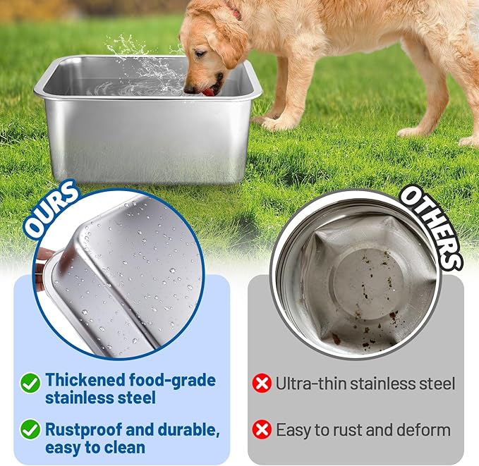 4 Gallons Extra Large Dog Bowls - High Capacity Food Grade Stainless Steel Dog Water and Food Bowl No Spilling, Durable for X-Large Multiple Large Breed Dogs Indoor Outdoor
