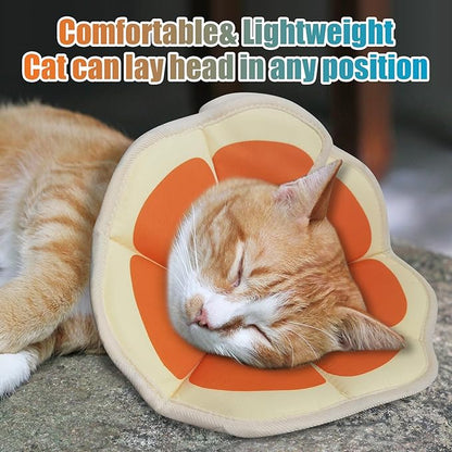 Cat Cone Collar Soft, Comfortable E Collar for Cats After Surgery, Recovery Elizabethan Collar for Cats Kitten to Stop Licking, Orange M