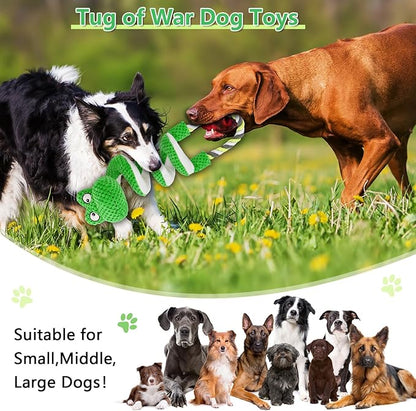 Letsmeet Interactive Squeaky Dog Toys with Pull Rope, Large Dog Tug of War Toy, Plush Puppy Chew Toys for Dental Health, Great for Small, Medium and Big Dogs