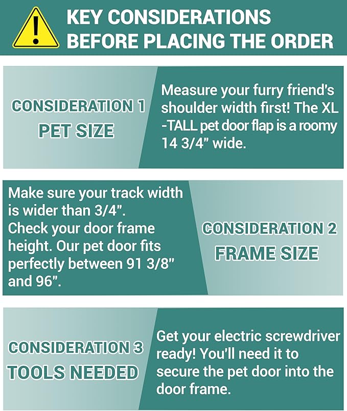 96" Extra Large Dog Door for Sliding Glass Door - XL Doggy Door for Sliding Door Dog Door Insert - Left Open from Inside