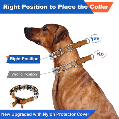 Supet Dog Prong Collar, Dog Choke Collar Adjustable Dog Pinch Collar with Quick Release Buckle/Nylon Cover for Small Medium Large Dogs
