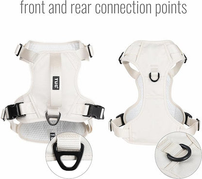 TUG Dog Harness with 2 Leash Connection Points | Adjustable, Padded, Lightweight | Handle on Back | No-Pull Front Clip (Small, Cream)