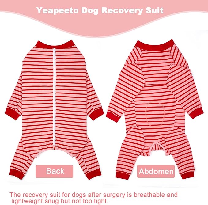 Yeapeeto Dog Onesie Surgery Recovery Suit for Large Medium Bodysuit Dogs Pajamas PJS Full Body for Shedding, Prevent Licking, Wound Protection, Cone Alternative… (Red Pink, 5XL)