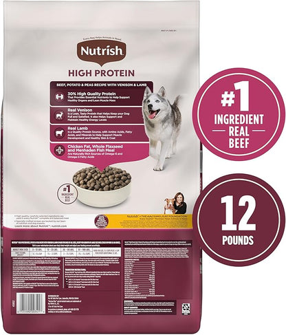 Rachael Ray Nutrish PEAK Natural Dry Dog Food, Open Prairie Recipe with Beef, Venison & Lamb, 12 Pounds, Grain Free (Packaging May Vary)