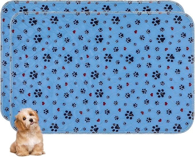 Washable Pee Pads for Dogs,2 Pack Large 18"x24" Super Absorbent Reusable Puppy Pads,Non-Slip 100% Waterproof Dog Pee Pads,Pet Training Pads for Couch, Crate, Potty Training,floor