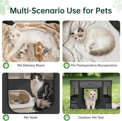Dog Playpen,Cat Pet Puppy Pen,Portable Playpens for Dogs Indoor Outdoor Travel Camping Use,Foldable Dog Kennel Tent Crate for Rabbit Small Animals with Carrying Case (Dark Grey, Small)