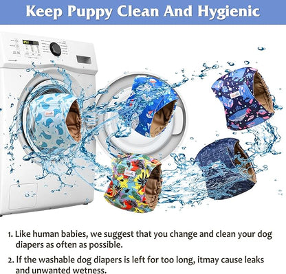5 Pack Dog Diapers Male Reusable, Premium Belly Bands for Dogs, High Absorbing Male Dog Pee Wraps for Doggie in Incontinence or Excitable Urination Hawaii XL