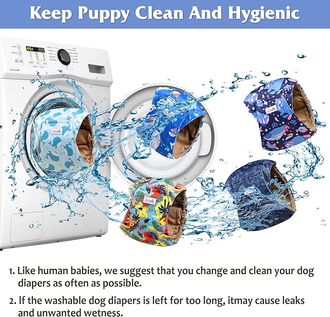 5 Pack Dog Diapers Male Reusable, Premium Belly Bands for Male Dogs, High Absorbing Dog Pee Wraps for Doggie in Incontinence or Excitable Urination and Training Hawaii XXL