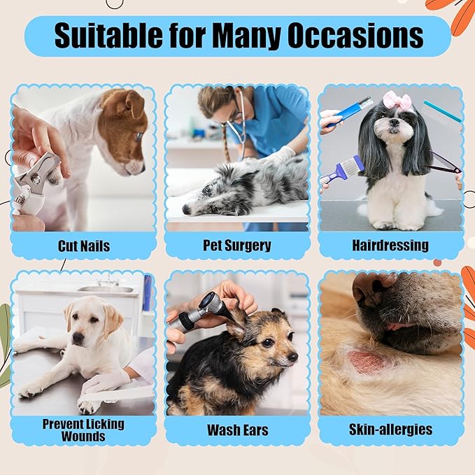 Soft Dog Cone Collar - Adjustable Recovery Cone for Medium Dogs After Surgery to Stop Licking, Waterproof Elizabethan Protective Neck Donut Collar Alternative for Pet Cat Puppy (Blue, M)