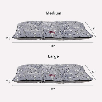 Berkshire Peanuts® Square Dog Bed, Suedemink Fleece Pet Mat with Waterproof & Non-Slip Bottom, Soft Plush Dog Mat for Crate, Couch, or Floor, Machine Washable(Poses & Paws Chateau Grey, Large)