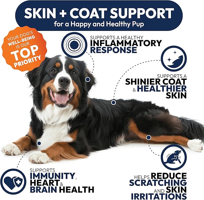 Omega 3 Fish Oil for Dogs - 170 Chews - Omega 3 for Dogs Itchy Skin & Allergy Relief - Skin & Coat Supplement - EPA & DHA Fatty Acids - Dog Anti Shedding & Hot Spot Treatment - Salmon Oil