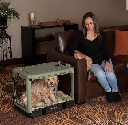 Pet Gear “The Other Door” 4 Door Steel Crate for Dogs/Cats with Garage-Style Door, Includes Plush Bed + Travel Bag, No Tools Required, 3 Models, 3 Colors