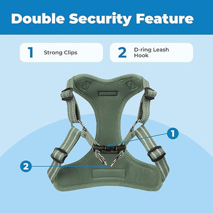 Best Pet Supplies Voyager Adjustable Step-in Flex Breathable Mesh Dog Harness for Small Medium Large Dogs Moss Green, XS