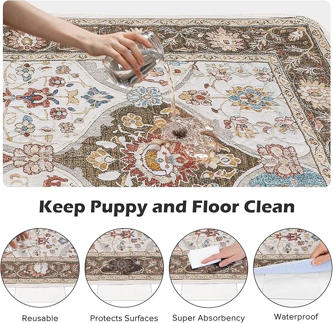 INVENHO 2PACK Washable Pee Pads for Dogs 60"x48" Reusable Dog Pads Extra Large Upgrade Non-Slip Dog Pee Pads Heavy Absorbency Puppy Pee Pads Quick Dry Whelping Pads/Waterproof Puppy Training Pad