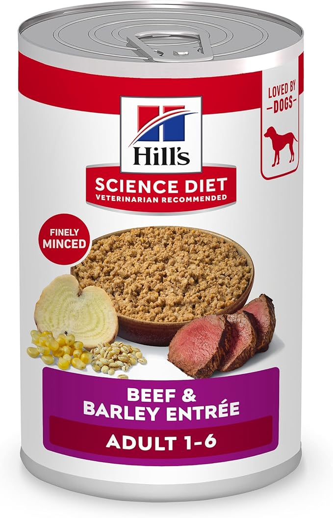Hill's Science Diet Adult 1-6 Wet Dog Food, Beef & Barley, 13 oz. Cans, 12-Pack