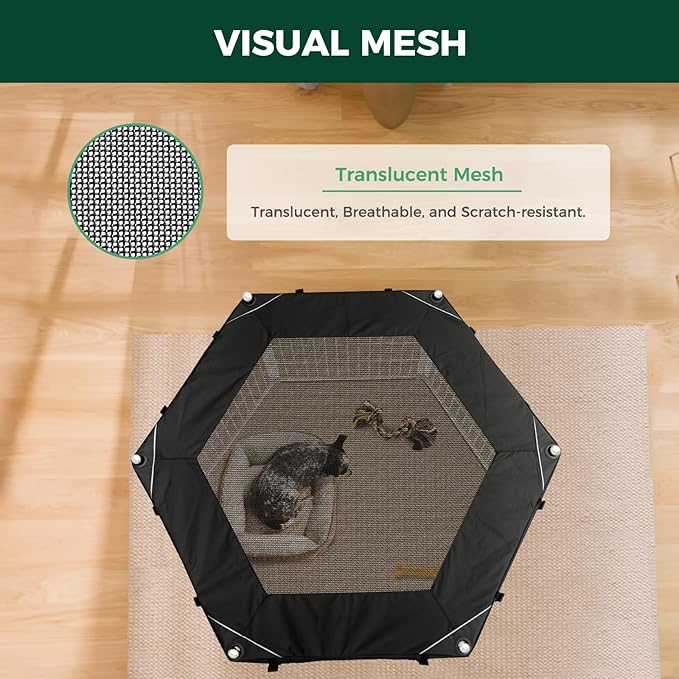 FXW Homeplus Indoor Dog Playpen with Hexagon Mesh Top Cover for Escape Prevention, 40 Inch 6 Panels Heavy Duty Dog Pen for Medium and Large Dogs, White│Patented
