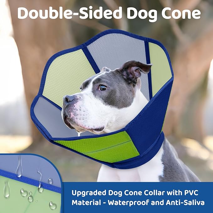 Cone for Dogs, Soft Dog Cone for Medium Large Dogs, Dog Cones Collar After Surgery to Stop Licking, Adjustable Pet Cones Alternative with Double-Layer Design, Blue L