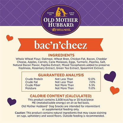 Old Mother Hubbard Wellness Bac'N'Cheez Dog Biscuits,Natural,Training Treats,Bacon & Cheese Flavor,Small Size,(20 Ounce Bag),(Pack of 2)