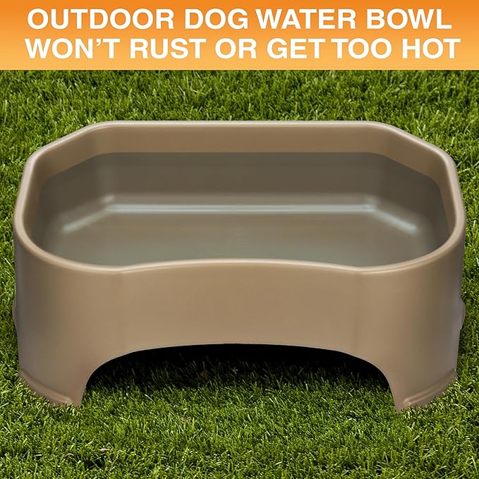 Neater Pet Brands Extra Large Water Bowl for Dogs, Outdoor Dog Water Bowl (2.25 Gallon XL Capacity), Big Trough Style Food Dish for Indoors or Outside, No Spill Large Dog Bowls, Champagne