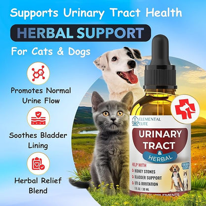 EDUZEBRA Urinary Tract Health Treatment for Dogs & Cats – Natural Herbal UTI Support Drops with Cranberry Extract – Promotes Bladder, Kidney & Digestive Wellness – Support Renal Function