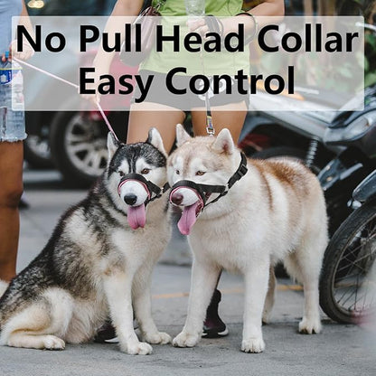 Dog Head Collar, Fabric Padded Head Collar for Dogs to Prevent Pulling, Adjustable Dog Head Harness (L,Blue)
