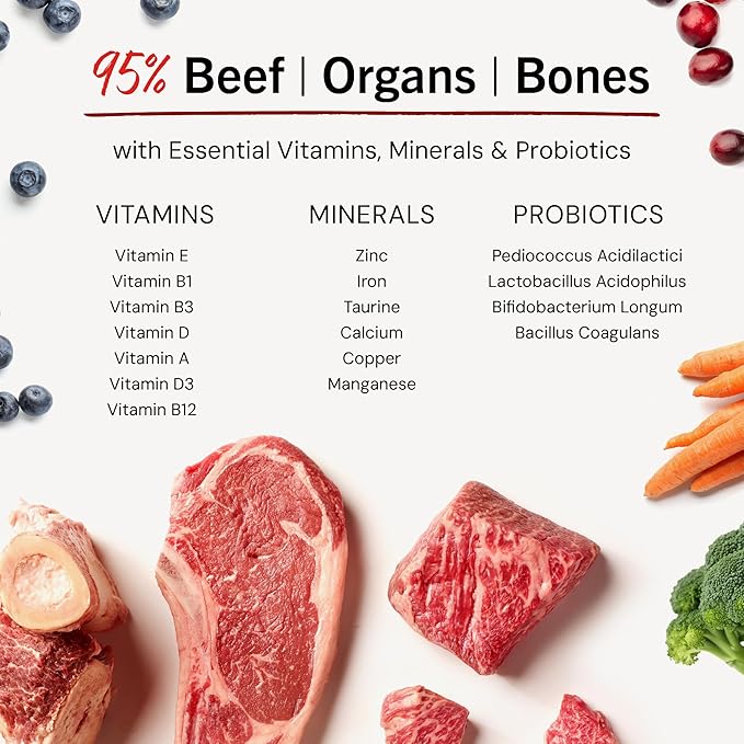 Stella & Chewy's Freeze-Dried Raw Beef Meal Mixers- Dog Food Topper and Mixer - Made with 95% Grass-Fed Beef, Organs & Bone - Perfect for Picky Eaters - Grain-Free - 8 oz
