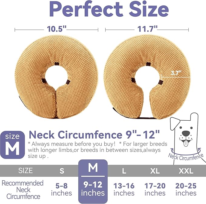 Loflaze Inflatable Dog Cone Collar - Dog Neck Donut Cone Collar Alternative After Surgery - Soft Cone for Large Medium Small Dogs Cats - Alternative Recovery E Collar (Yello, M)