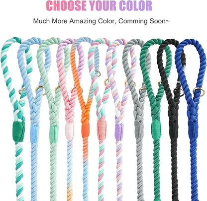Dog Leash 6 FT Handmade Braided Cotton Rope Leashes for Small Medium and Large Dogs, New Golden Heavy Duty Metal Clasp, Unicorn Purple
