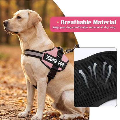 MUMUPET Service Dog Vest Harness, No Pull Reflective Adjustable with Handle, Soft Breathable Padding for Small Dogs, 2 Removable Velcro Patches (Pink, XS)